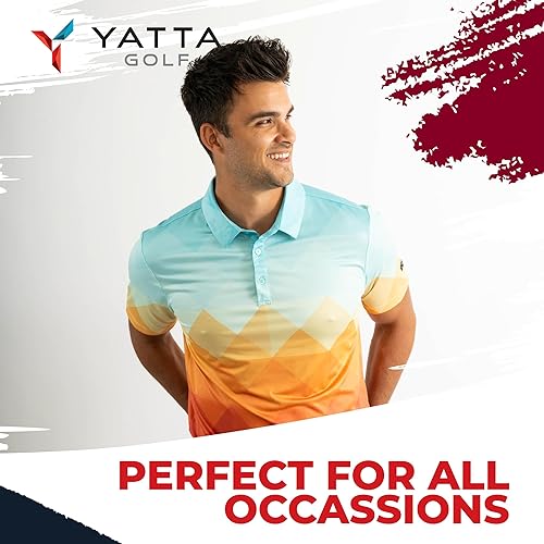 Miniatura 7 de YATTA GOLF - Mens Golf Shirt Moisture Wicking Quick-Dry Short Sleeve - Standout Performance Casual Polo Shirts for Men