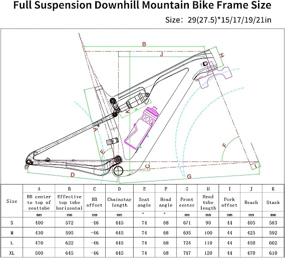 Full Suspension Carbon Fiber Frame 15/17/19/21 Enduro/Downhill Mountain Bike Frame For 27.5/29er Wheel 12X148mm BOOST Thru Axle Disc Brake XC/DH Soft Tail Frame(Orange,27.5x17'')