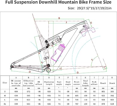 Full Suspension Carbon Fiber Frame 15/17/19/21 Enduro/Downhill Mountain Bike Frame For 27.5/29er Wheel 12X148mm BOOST Thru Axle Disc Brake XC/DH Soft Tail Frame(Orange,27.5x17'')