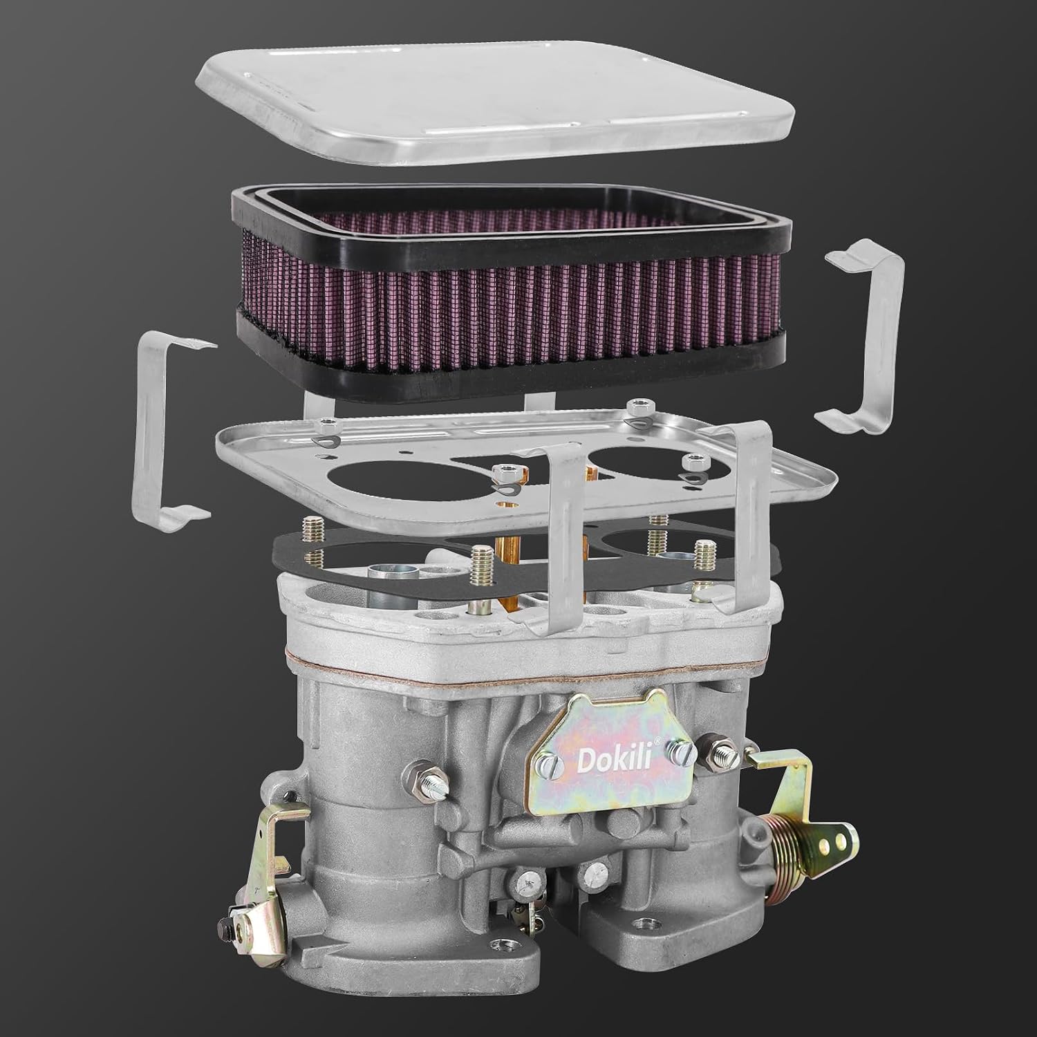 Dokili 2 Barrel Carburetor Assembly w/Air Horn & Air Filter Replacement for Weber 40 IDF 40mm for VW BUG Beetle Fiat Prosche Solex Dellorto