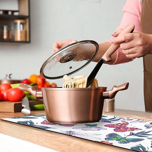 Miniatura 6 de Embroidery Marigolds Peony Flower Trivets for Hot Pots and Pans Heat Resistant Table Runner Trivet Non-Slip Hot Pads for Kitchen Countertop