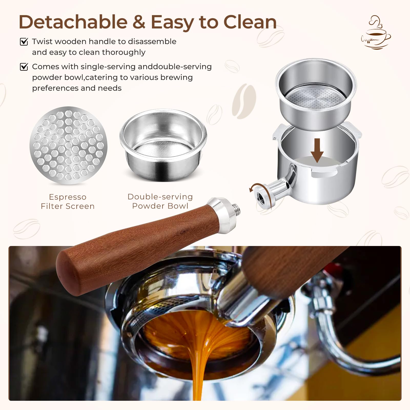 Portafiltro sin fondo de 51 mm con pantalla de disco de 51 mm, filtro portafiltro sin fondo compatible con DeLonghi Dedica EC680/EC685/EC785/EC820/EC850/EC860, colador de acero inoxidable con