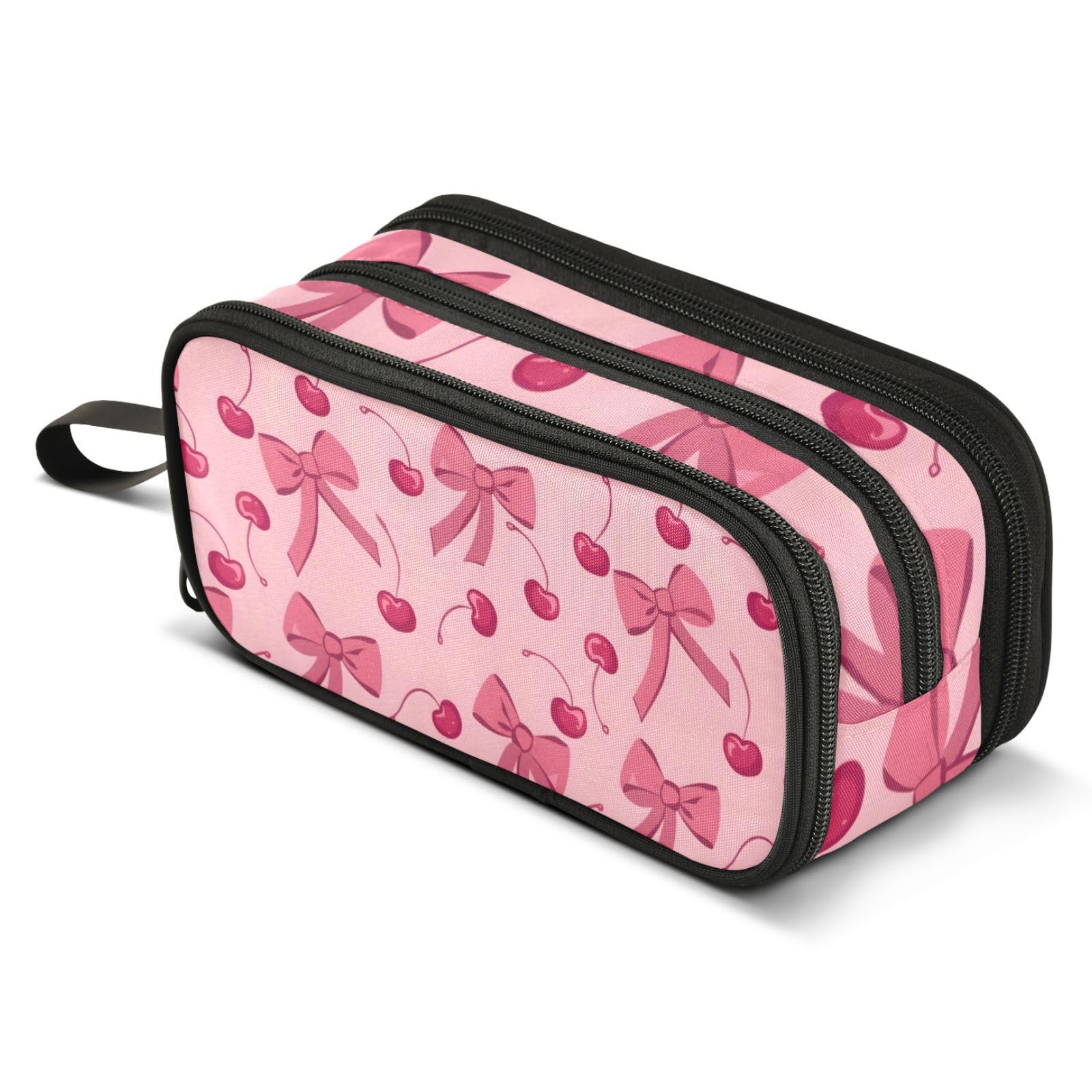 ALAZA Pink Bow Cherry Pencil Case for Girls Kids Cherry Pencil Pouch