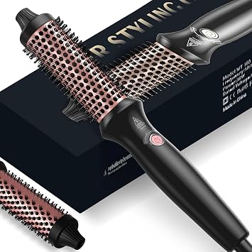 Thermal Brush 32 mm, Heat Brush 3 in 1Double PTC Heated Round, Create Root Volume & Loose Curls Long-Lasting Styling, Dual Voltage