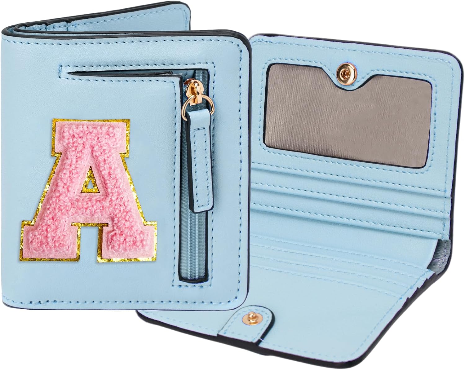 Birthday Gifts for Teen Girl Kids Wallet Girl Wallets Small Initial Rfid Wallet Preppy Stuff Gifts for Girls 8-12 Blue A