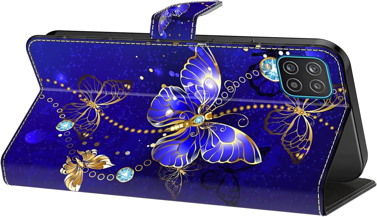 Wallet Case for Samsung A10E, Card Holder-Diamond Butterfly image 3