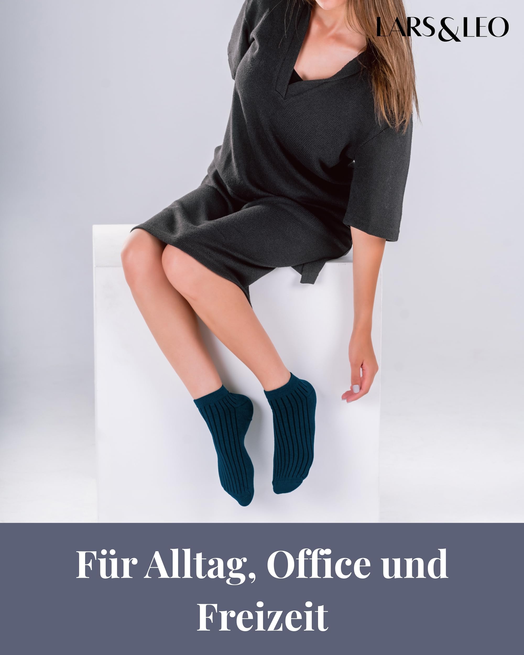 Lars&Leo Calcetines deportivos ajustados para hombre y mujer, 6 y 10 pares de calcetines altos de algodón orgánico, elegante punto acanalado