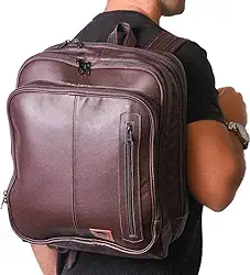 Mochila Couro Legítimo Natural Notebook Executiva Preto Masculina Premium Bisbel 44x33x18cm