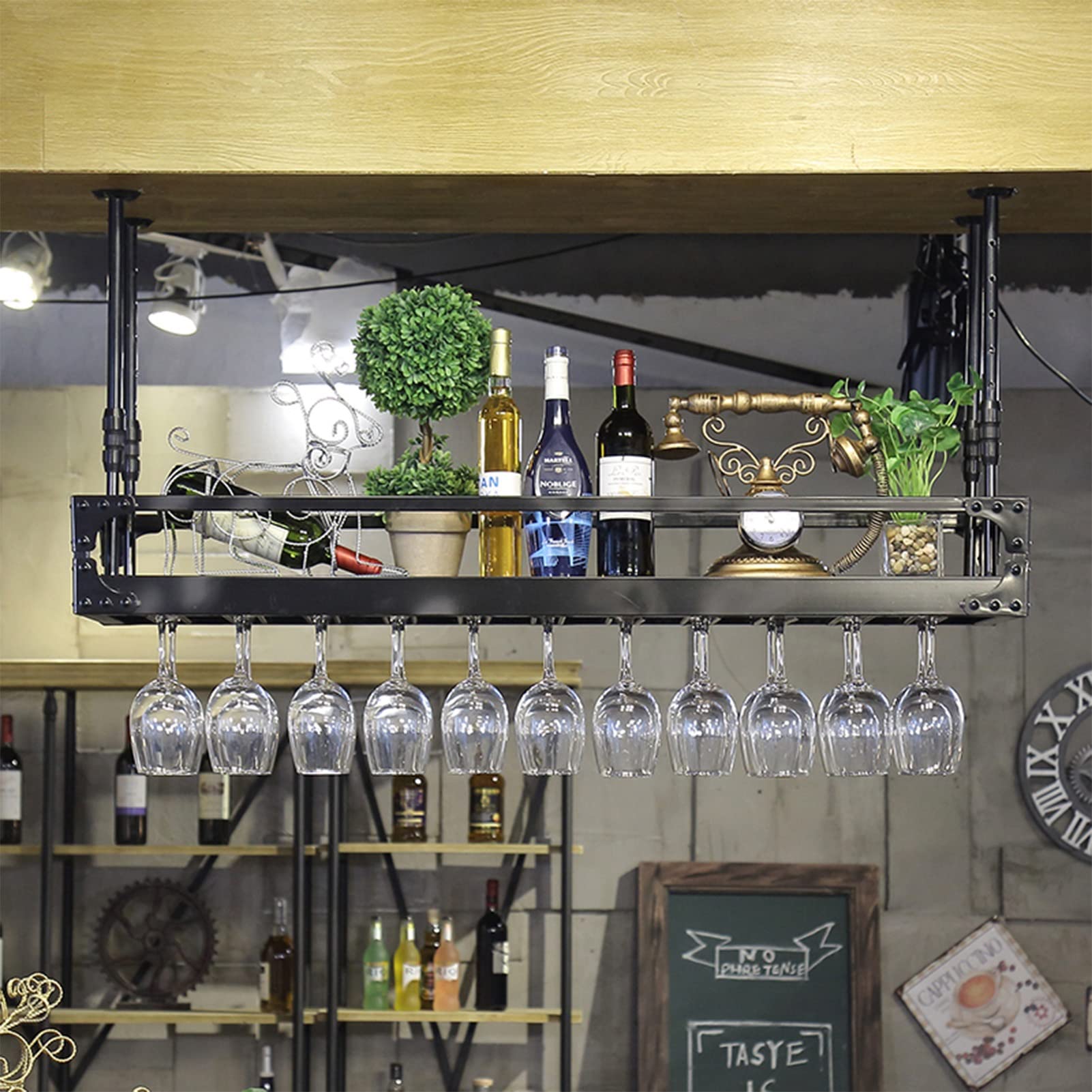 Étagère de rangement d'ornements suspendue pour petit bar