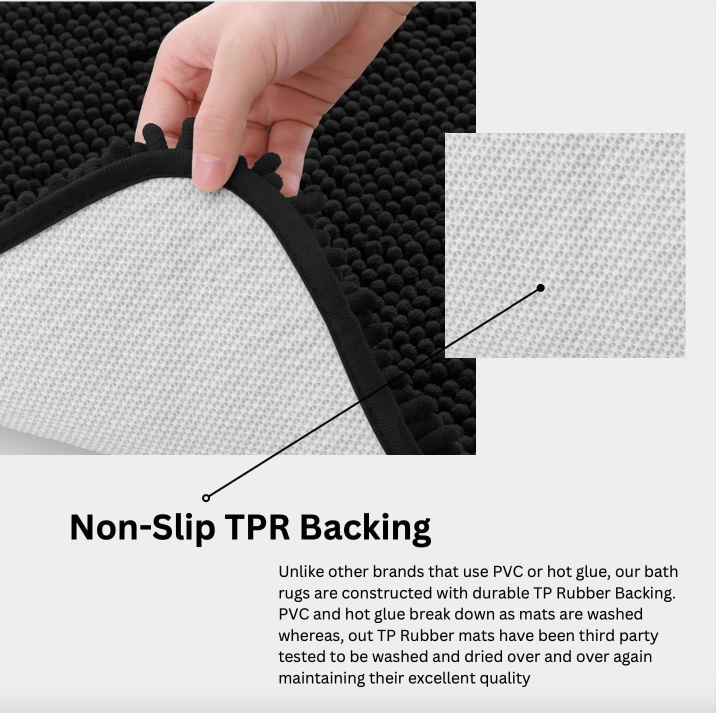 Softstep Premium Luxury Bathroom Rugs 36 x 24, Extra Soft Absorbent Bath Mat, Quick Dry Bath Rugs, Chenille Machine Washable Non-Slip Carpet, Mats For Tub & Shower, Home Decor Accessories, Plush Black