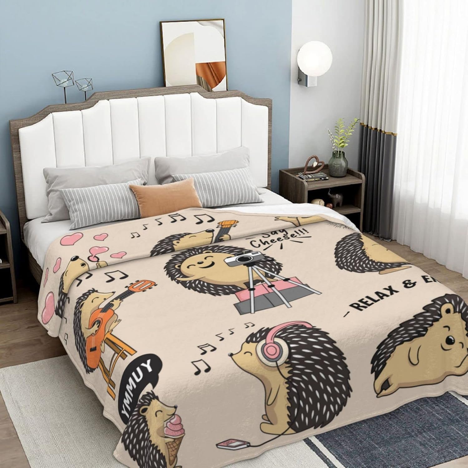 Hedgehogs Soft Throw Blanket All Season Microplush Thick Warm Blankets Tufted Fuzzy Flannel Throws Blanket for Bed Sofa Couch 60"x50" - Image 5