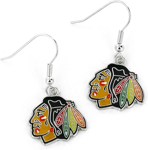 aminco NHL unisex-adult NHL Logo Dangler Earrings