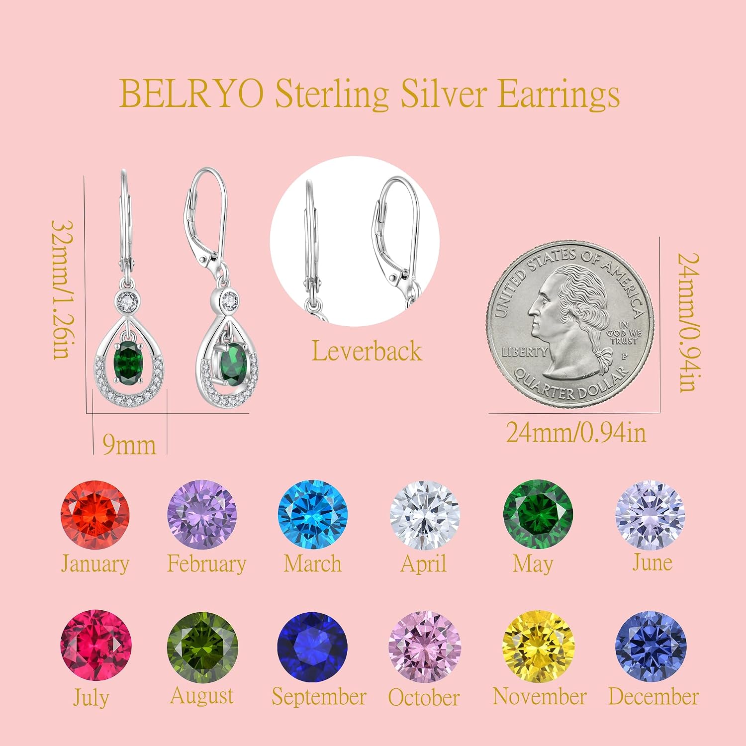 Dangle Drop Earrings 925 Sterling Silver Teardrop Cubic Zirconia Jewelry Leverback Earrings Birthday Christmas Anniversary Jewelry Gift for Women