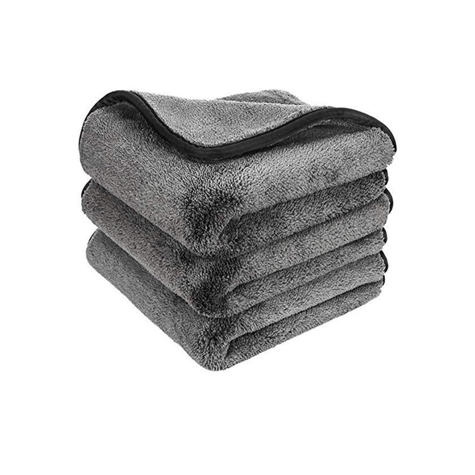 Toalla de microfibra de súper absorción 1200GSM Cuidado de detalles del automóvil Lavado de dobladillo Toallas Auto Secado de una sola vez Trapos Limpiar múltiples usos (Color: Azul 6 piezas) (Azul