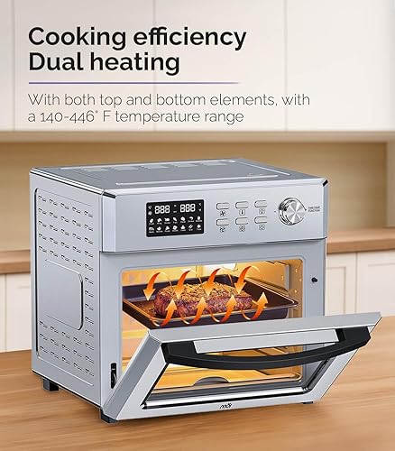 Miniatura 6 de MOI Horno tostador con freidora de aire de 1700 W, horno tostador de convección con 12 ajustes preestablecidos, hornos de encimera para hornear y