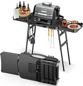 26"/30"/34" Portable Outdoor Grill Stand for Ninja Woodfire Outdoor Grill(OG701 OG850 OG951 OO101 Series), 51in Large Space, Upgrade Height & Quick-Fold Stand for Blackstone Griddle/Onni Pizza Oven