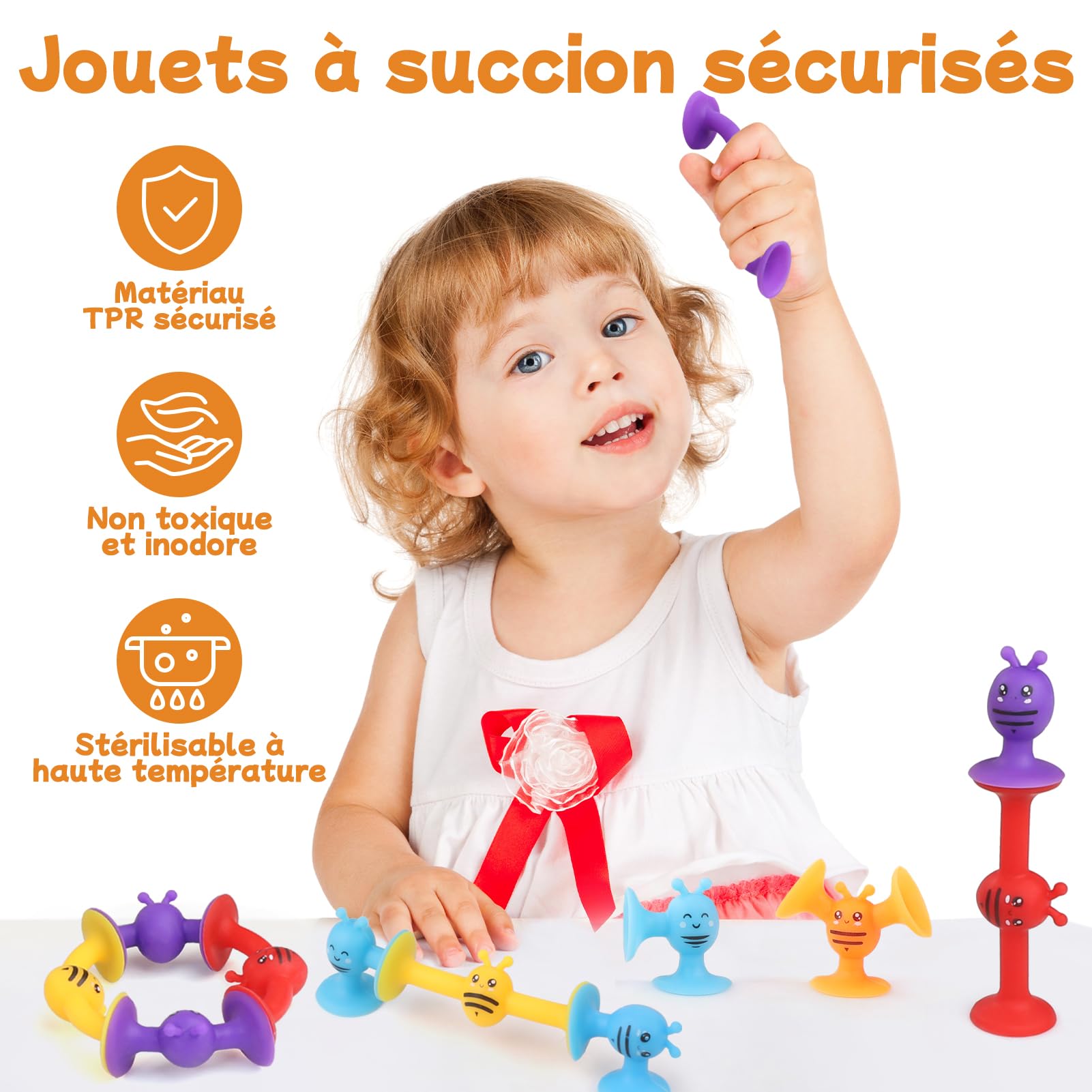 ECHOCUBE 28 Pcs Suction Toys for Bathing Our Kids 3+ Years, Sensory Suction Toys, Travel Toys for Stress for Children and Adults