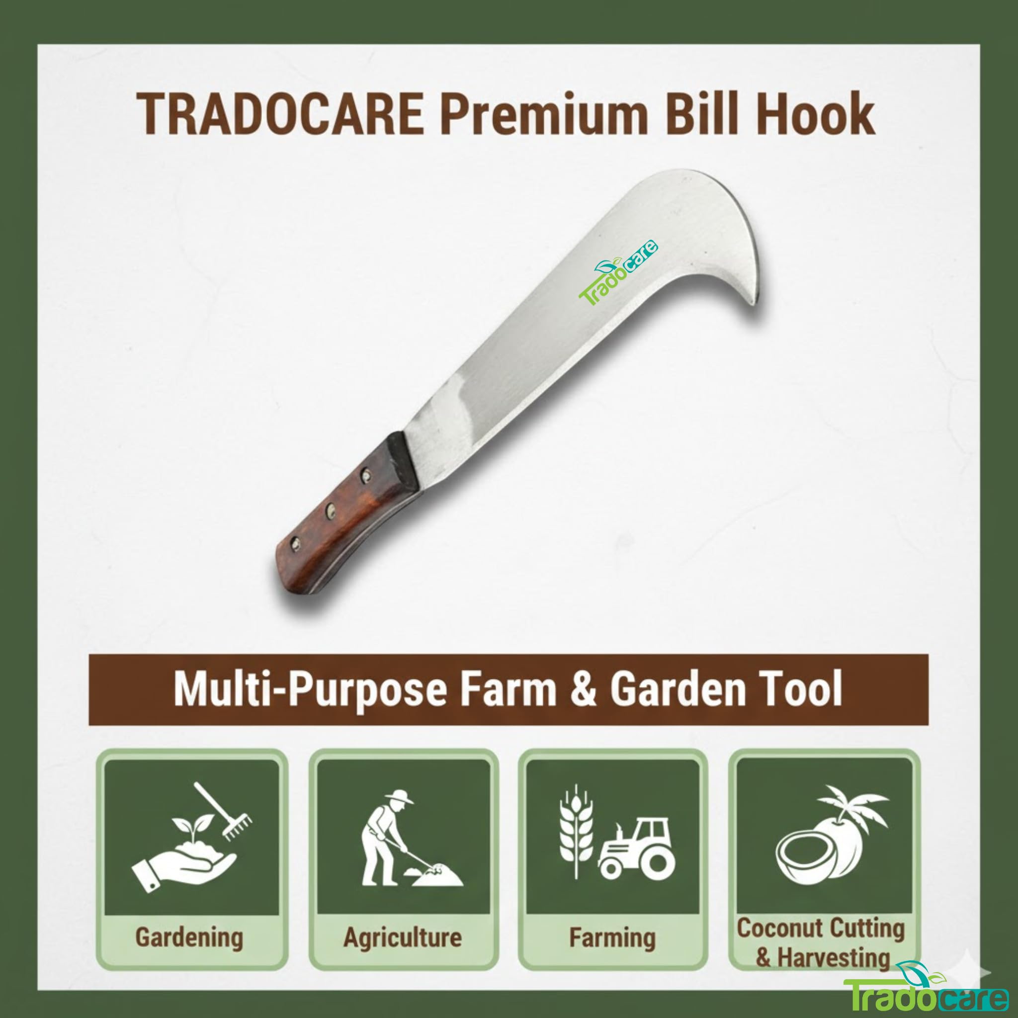 Premium Bill Hook - Heavy Duty Cutting Tool -3