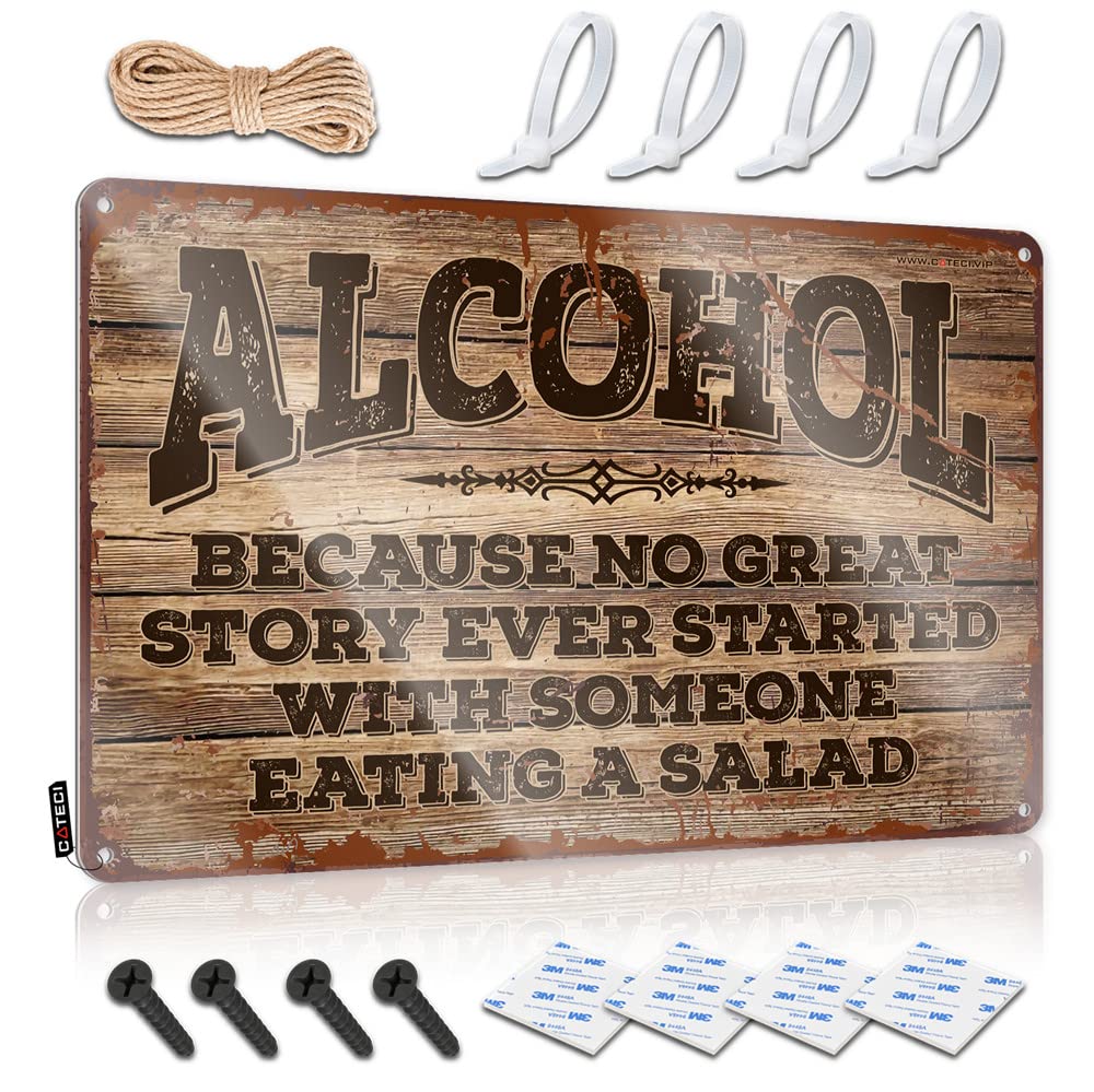 STWNVOITV Garage Tin Sign Because No Great Story Ever Started With Someone Eating A Salad Sign Bar Wall Decor Funny Poster Sign(30X40CM)