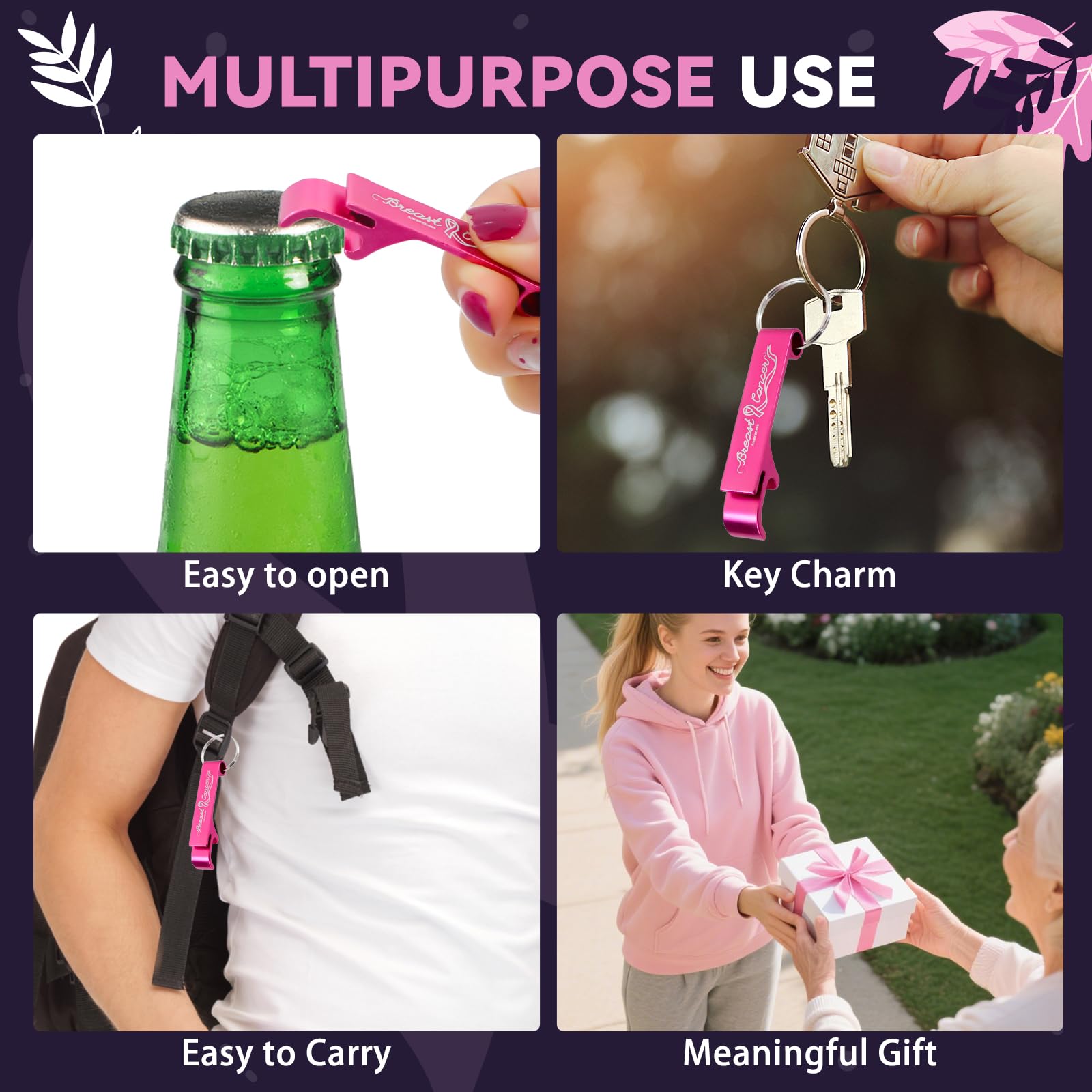 Pink Ribbon Bottle Opener - 50 Pack -3 Pink Ribbon Bottle Opener - 50 Pack -3