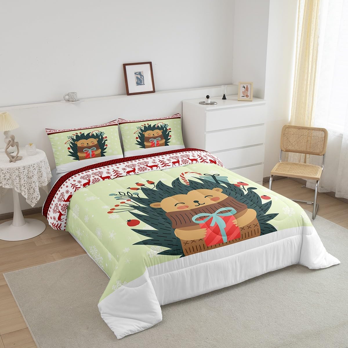 Funda Edredón Wolves Lobos Juego De Cama De 3 Piezas Con Estampado De Lobos - Incluye Funda De Edredón Y 2 Fundas De Almohada, Varios Tamaños Wood Elves