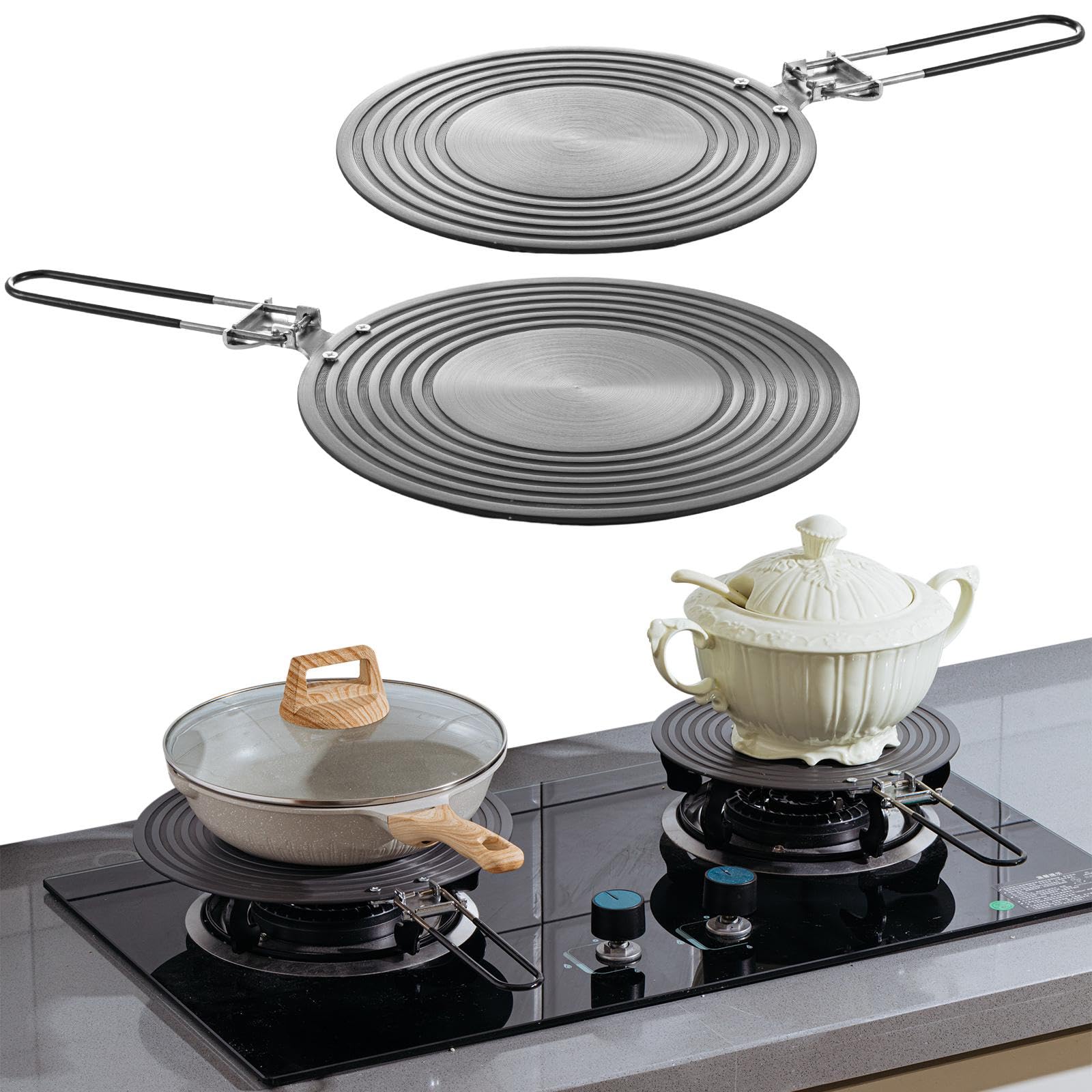 Tujoe 2 Pcs Simmer Plate for Gas Stove 11 Inches and 9.5 Inches