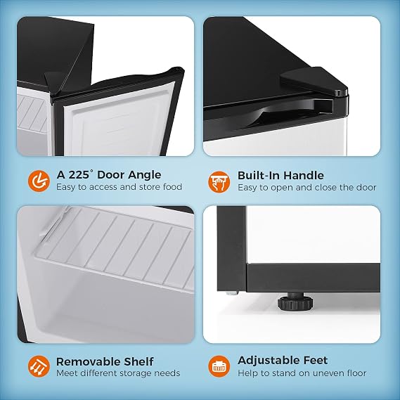 Kismile Mini Freezer,1.1 Cu.ft Small Upright Freezer, Black
