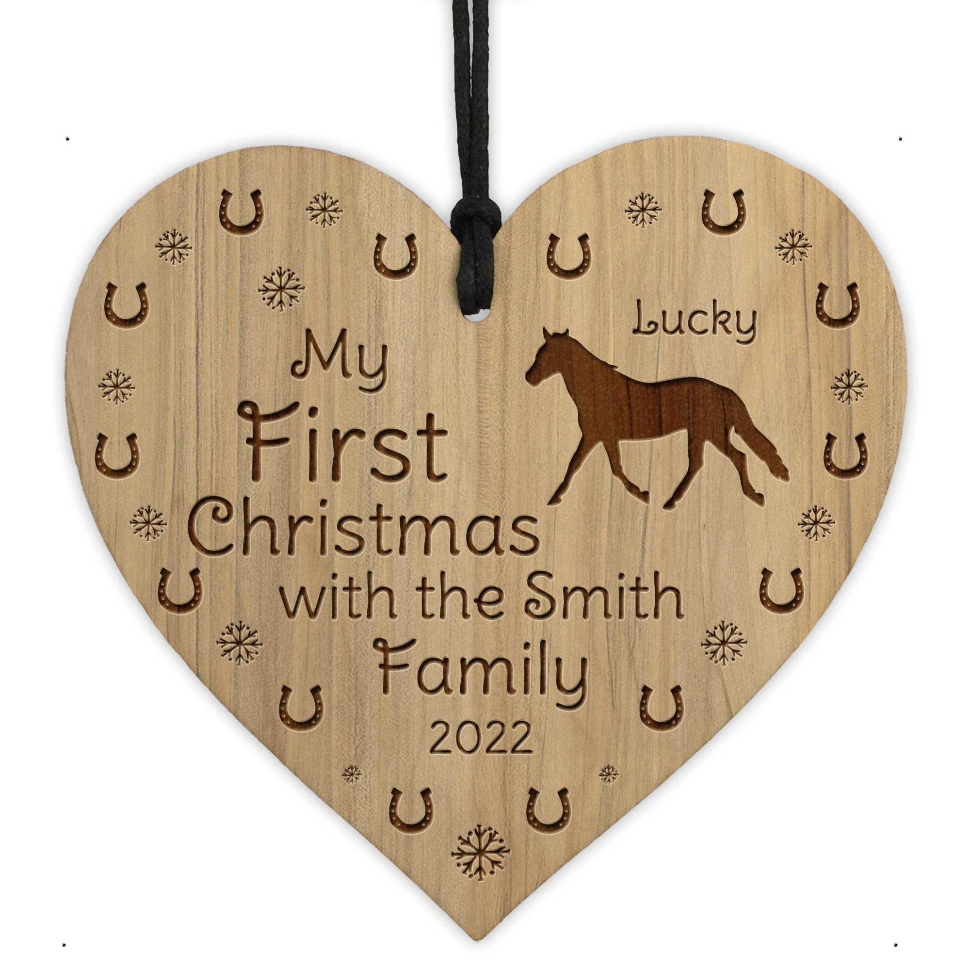 Red Ocean Horse Lover 1st Christmas Decoration Horse Pony Engraved Heart Personalised Gift
