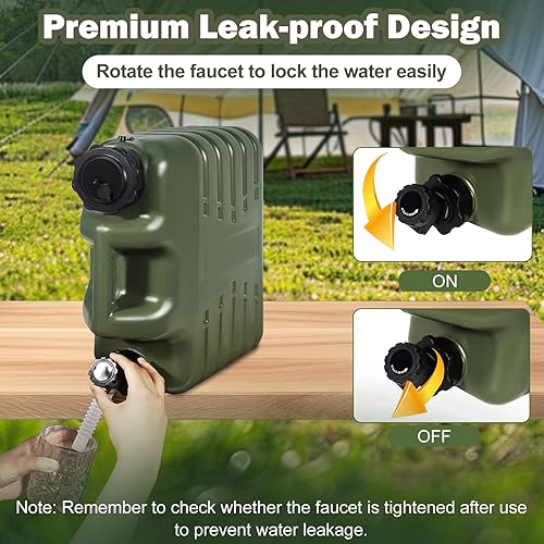 Miniatura 5 de Lineslife Contenedor de agua con espita, almacenamiento de agua portátil de 4 galones15L, tanque de agua para camping, equipo de supervivencia y
