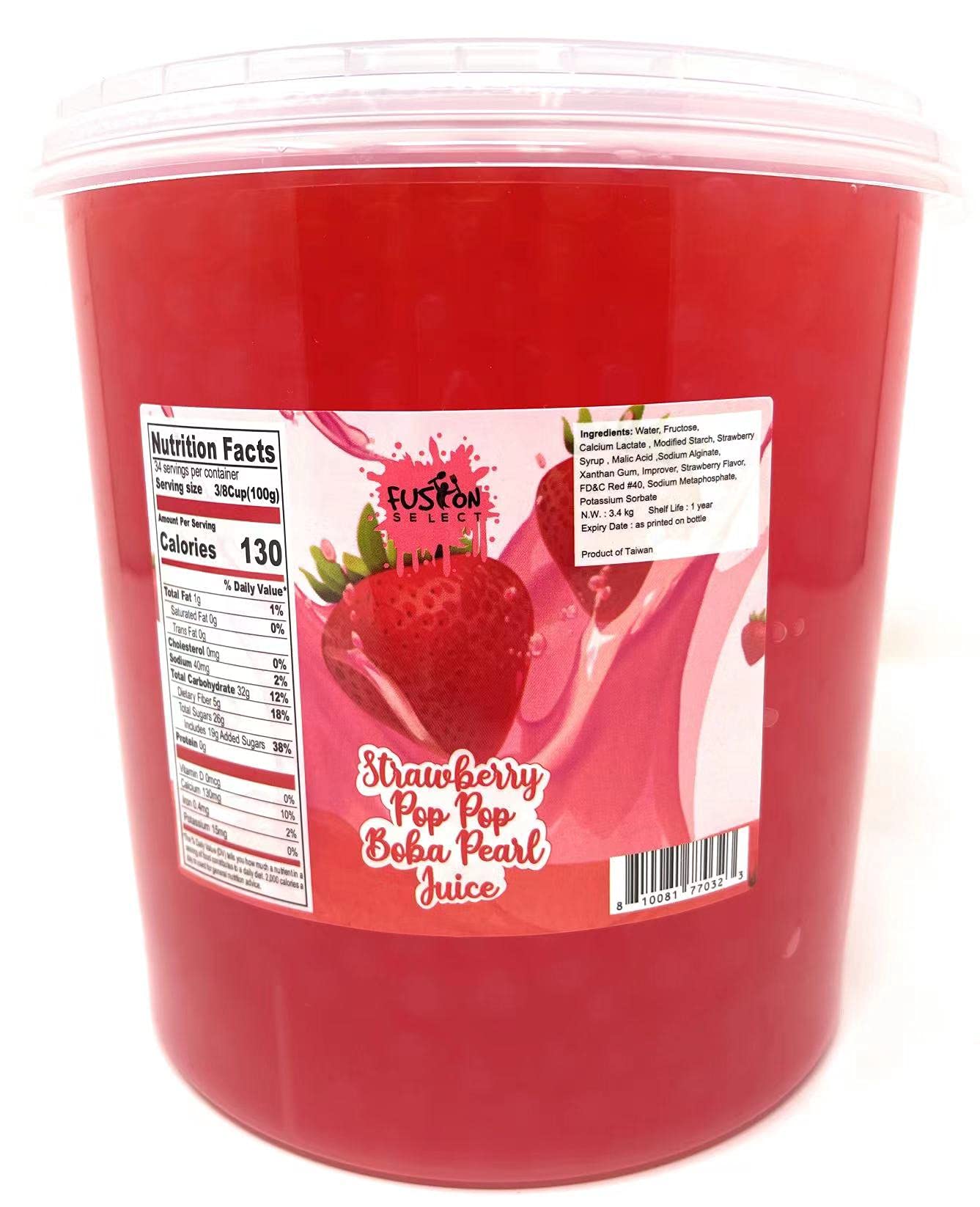 Fusion Select Strawberry Bursting Bobaz Strawberry Popping Bobaz Pearls Fruit Tea Snack Toppings 112.64 Ounce
