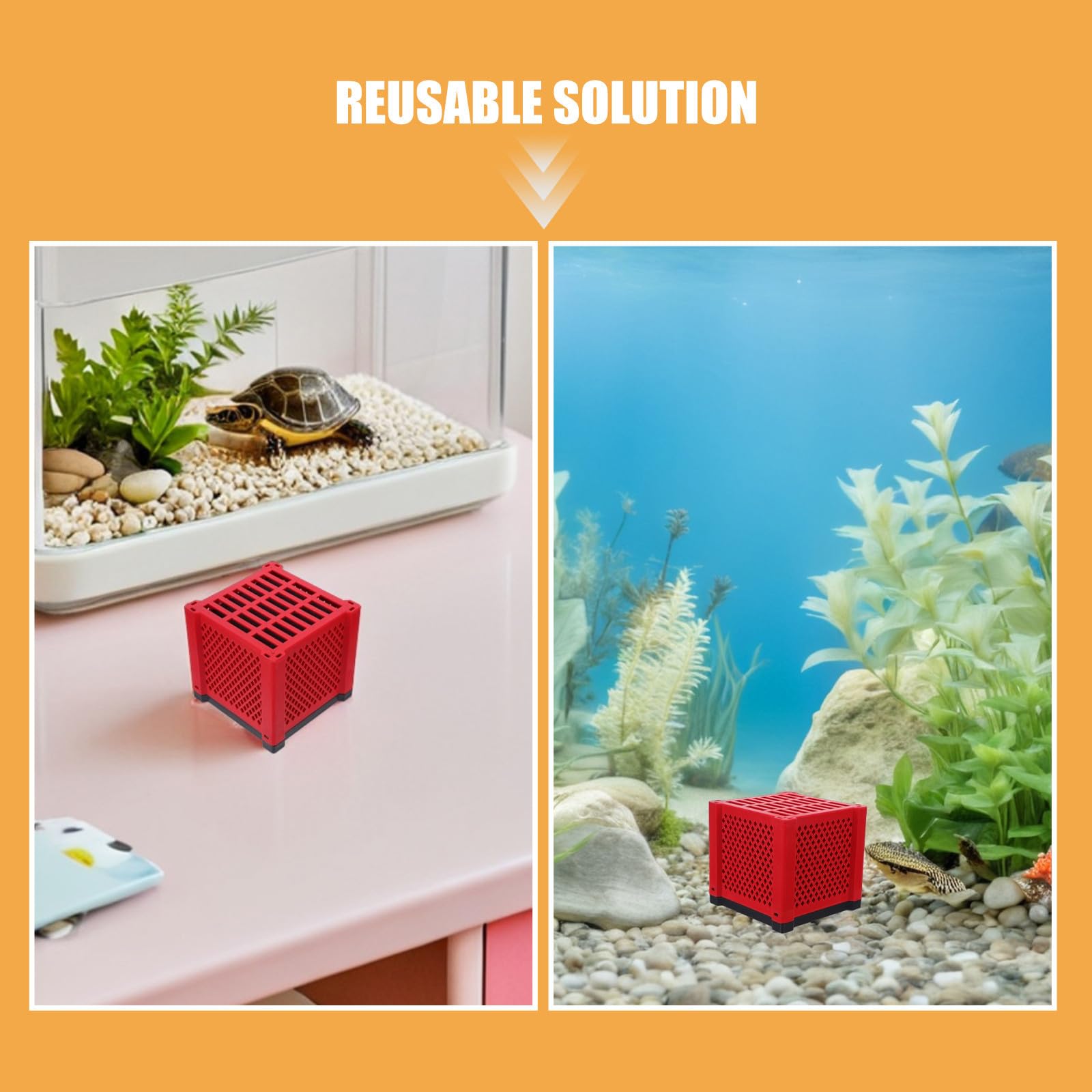 COHEALI Lot de 2 Sets de Sets de Cubes Purificateurs d'eau pour Aquarium Boîte Filtrante Rouge, Média Filtrant Facile d'entretien pour Aquarium Domestique