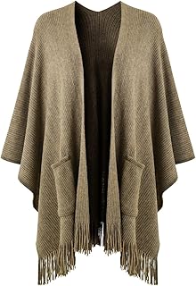 Shawl Wraps for Women, Cozy Lightweight Poncho Cape with Pockets, Warm f...