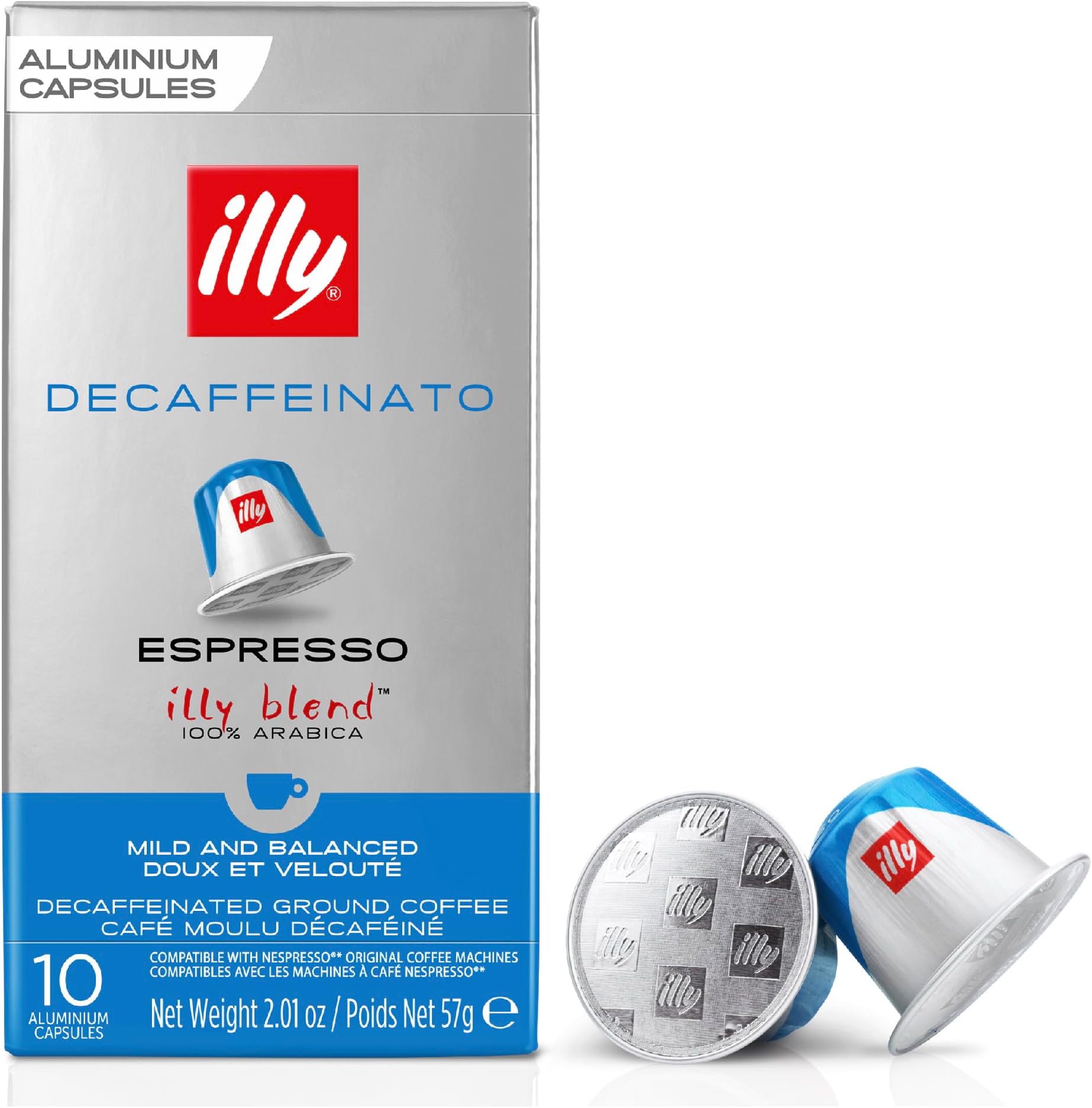 Coffee - Decaf Espresso Coffee Pods - Medium Roast - 100% Decaffeinated Arabica Coffee Beans - Nespresso Compatible illy Coffee Capsules - Pack of 10