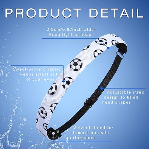 Miniatura 9 de SATINIOR 4 diademas de fútbol antideslizantes para niña, ajustable, color negro, azul, rosa y azul claro