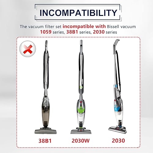 Miniatura 8 de KEEPOW Juego de filtros de vacío 2033 compatibles con Bissell Featherweight Stick Aspiradora ligera sin bolsa 2033, 20331, 20333, 20336, 20339,