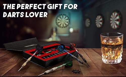 Miniatura 30 de Juego de dardos de punta de metal profesional para dardos de punta de acero con barril de hierro antideslizante, ejes de dardos de aluminio, vuelos