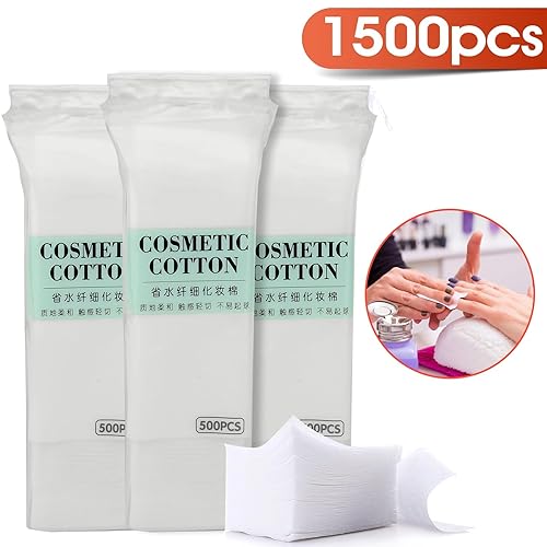 Miniatura 3 de Paquete de 3, 1500 almohadillas de algodón facial sin pelusas, toallitas de uñas para arte de uñas, almohadillas de algodón, almohadillas de algodón