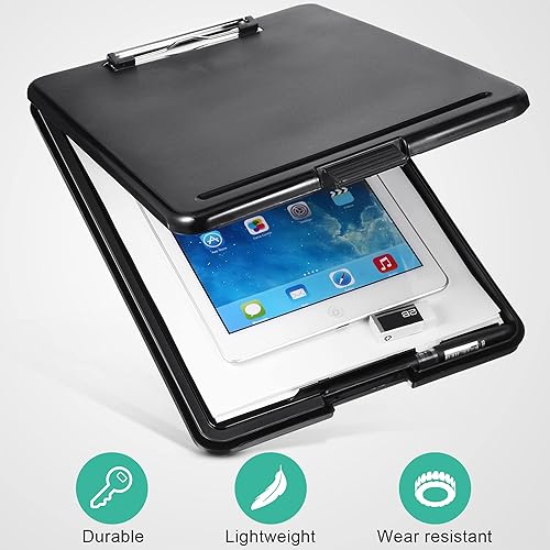 Miniatura 4 de Portapapeles de 10 piezas con almacenamiento de plástico, portapapeles de enfermería, tablero de clip plegable con clip de perfil bajo para escuela