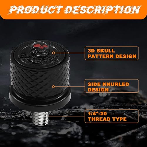 Miniatura 4 de Kit de tornillos y tuercas de acero inoxidable para guardabarros de asiento trasero, 14"-20, patrón de calavera en relieve 3D, ojos rojos,