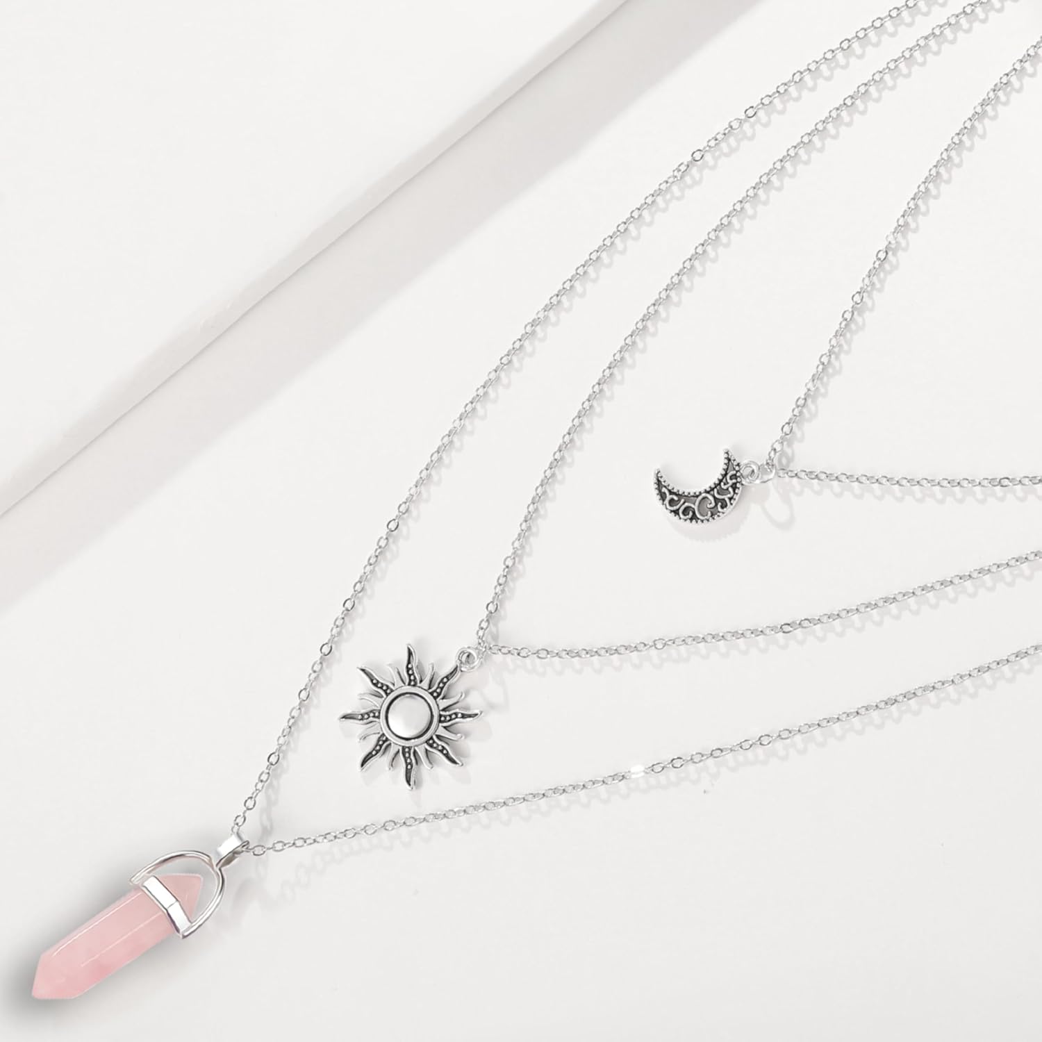 Gothic Sun and Moon Neckalce for Women, Halloween Layered Crescent Moon Choker Necklaces Crystal Pendant, Y2k Accessories Goth Witch Jewelry Gift - Image 5