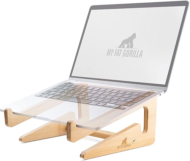 MY FAT GORILLA  Stojak na Laptop z Ekologicznego Bambusa, Ergonomiczna i Universalna Podstawka, Kompatybilna z 10-15 Cali