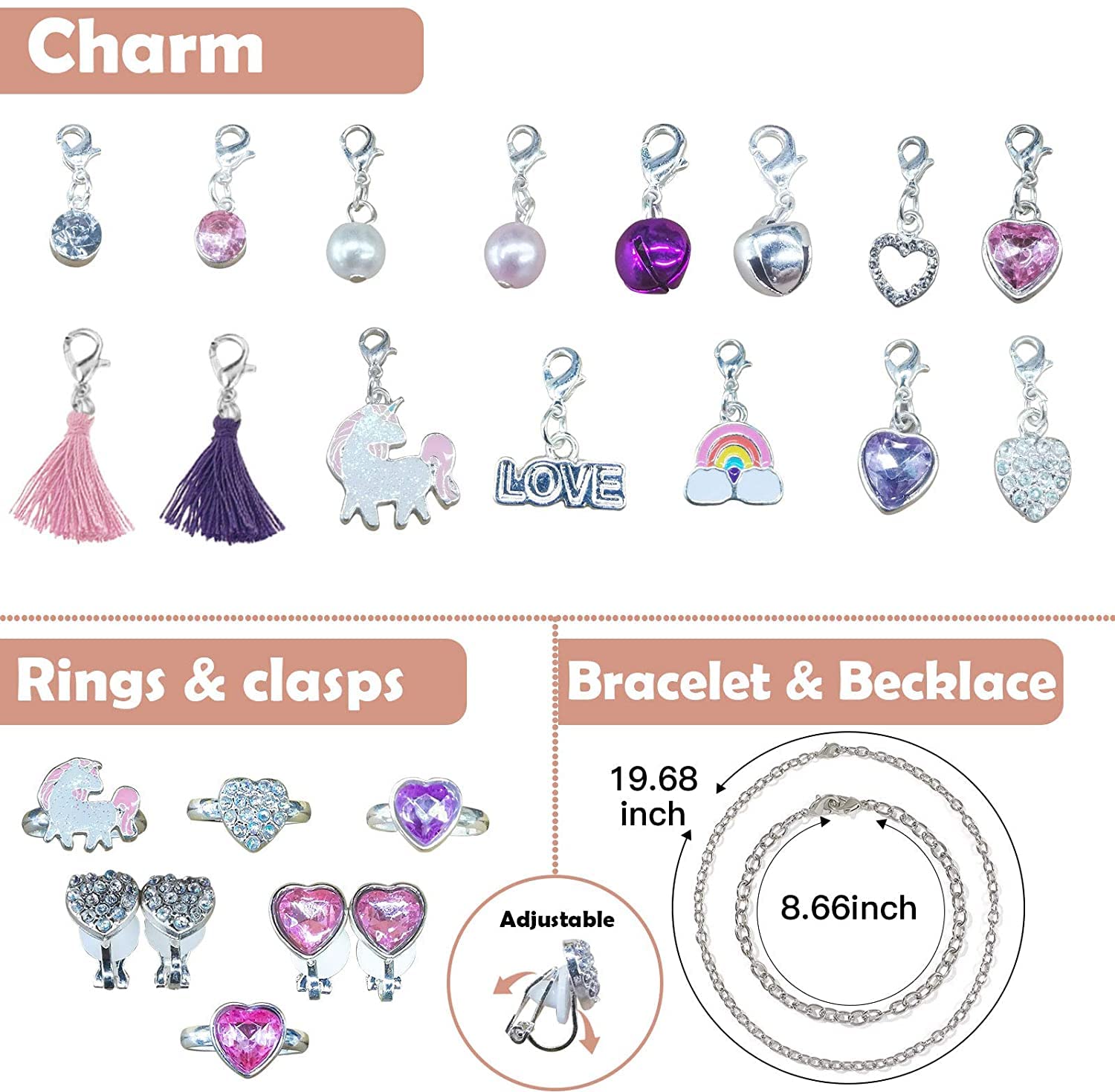 OuMuaMua Adventskalender Charm-Armbänder 2024 Für Mädchen – 24 Tage DIY Schmuckset