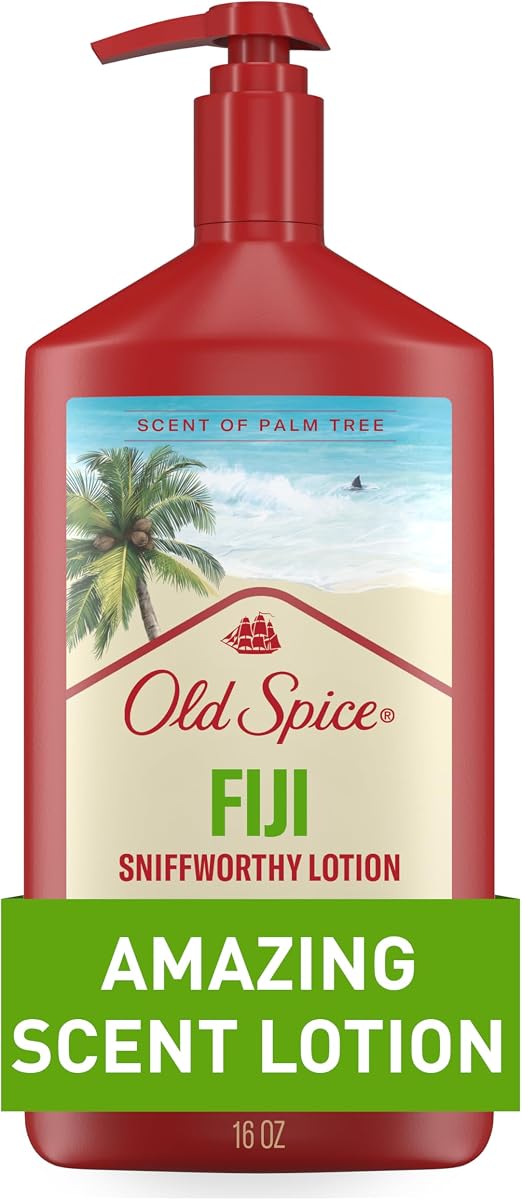 Hand, Face & Body Lotion for Men, 24/7 Lightweight Moisturization with Amazing Scent, Instant Absorption, For All Skin Types, Fiji with Palm Tree Scent, 16 oz