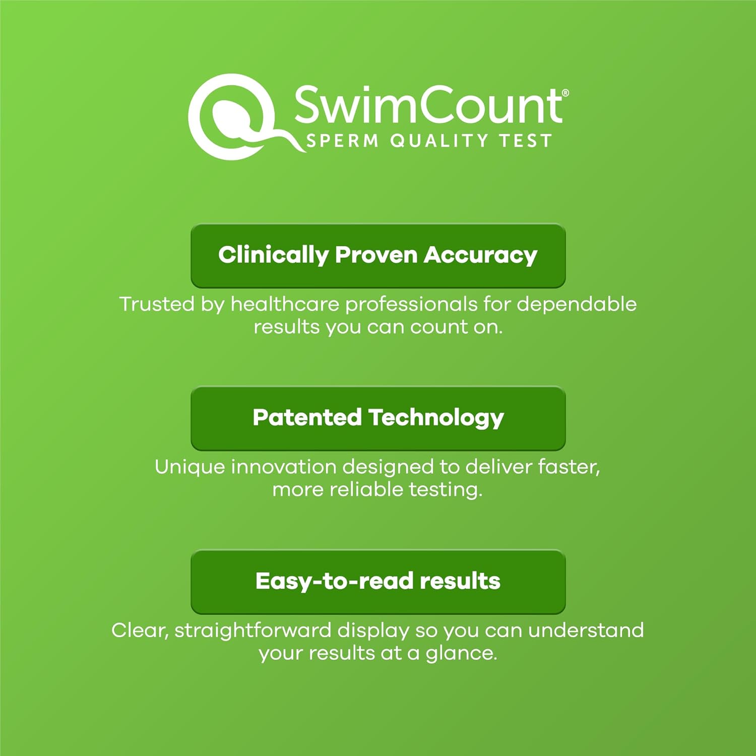 SwimCount At-Home Male Fertility Test, Measures Progressive Sperm Motility with High Sensitivity and Specificity, Discreet At-Home Results, Easy Sperm Quality Kit for Men