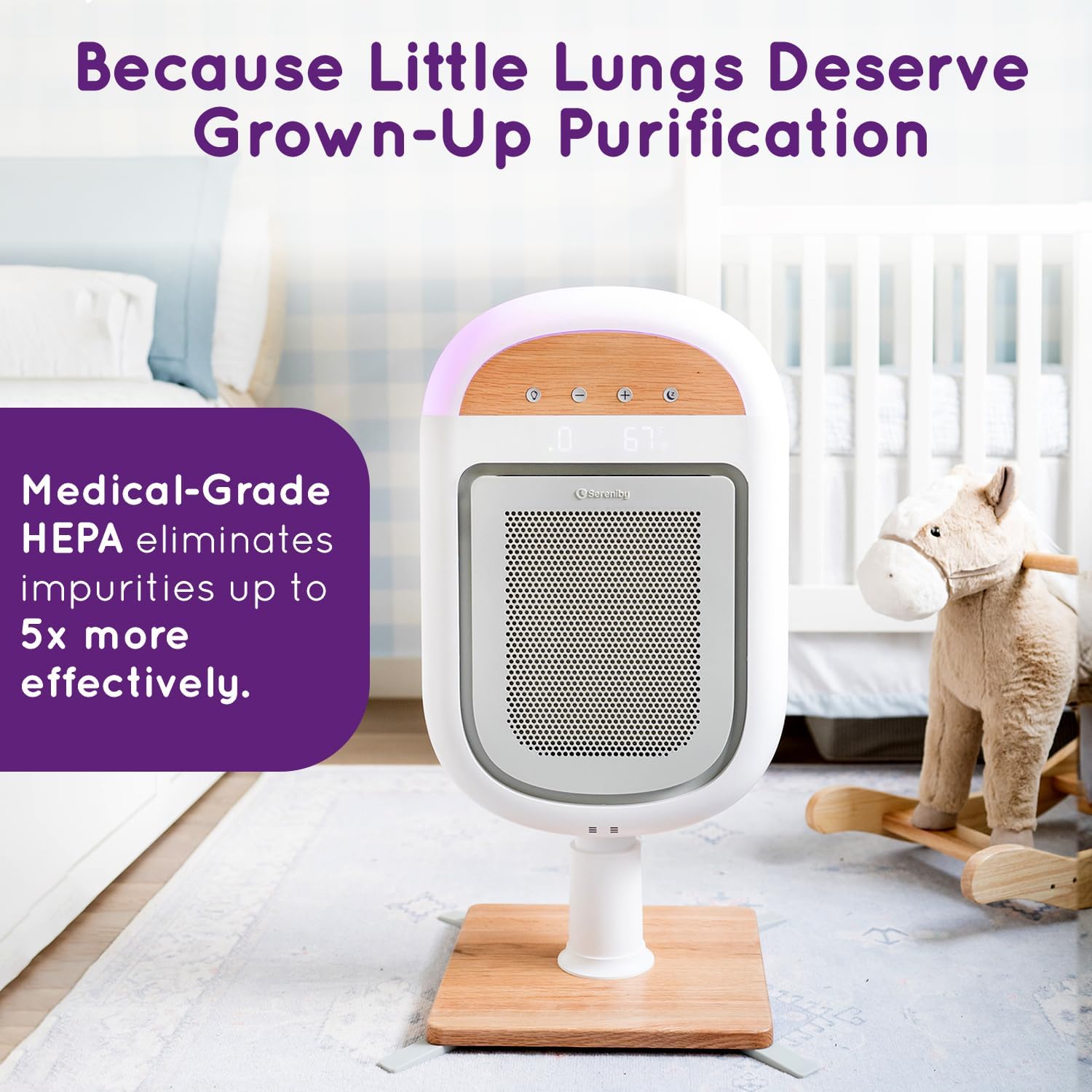 Air Purifier for Baby | Proprietary Safe-Sleep Design | Medical-Grade HEPA Filtration | Laser-Accurate Air Quality & Temp Sensors | Smart Parent-Approved Features