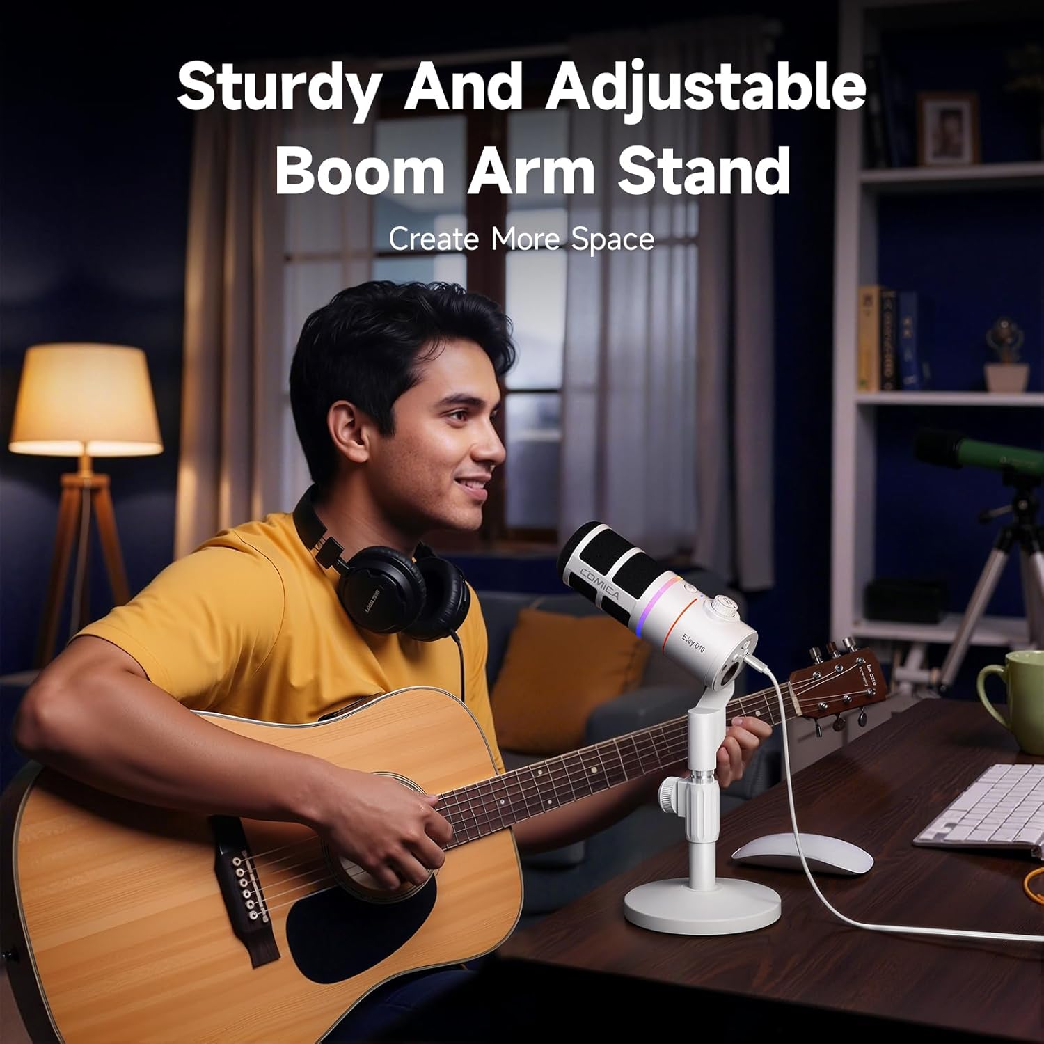 COMICA EJoy D10 XLR/USB-C Dynamic Microphone for Podcasting Recording, Wired Live Streaming Mic with Dynamic RGB, Mute, Noise Reduction, Gain,for Gaming, Live Streaming, YouTube(White)