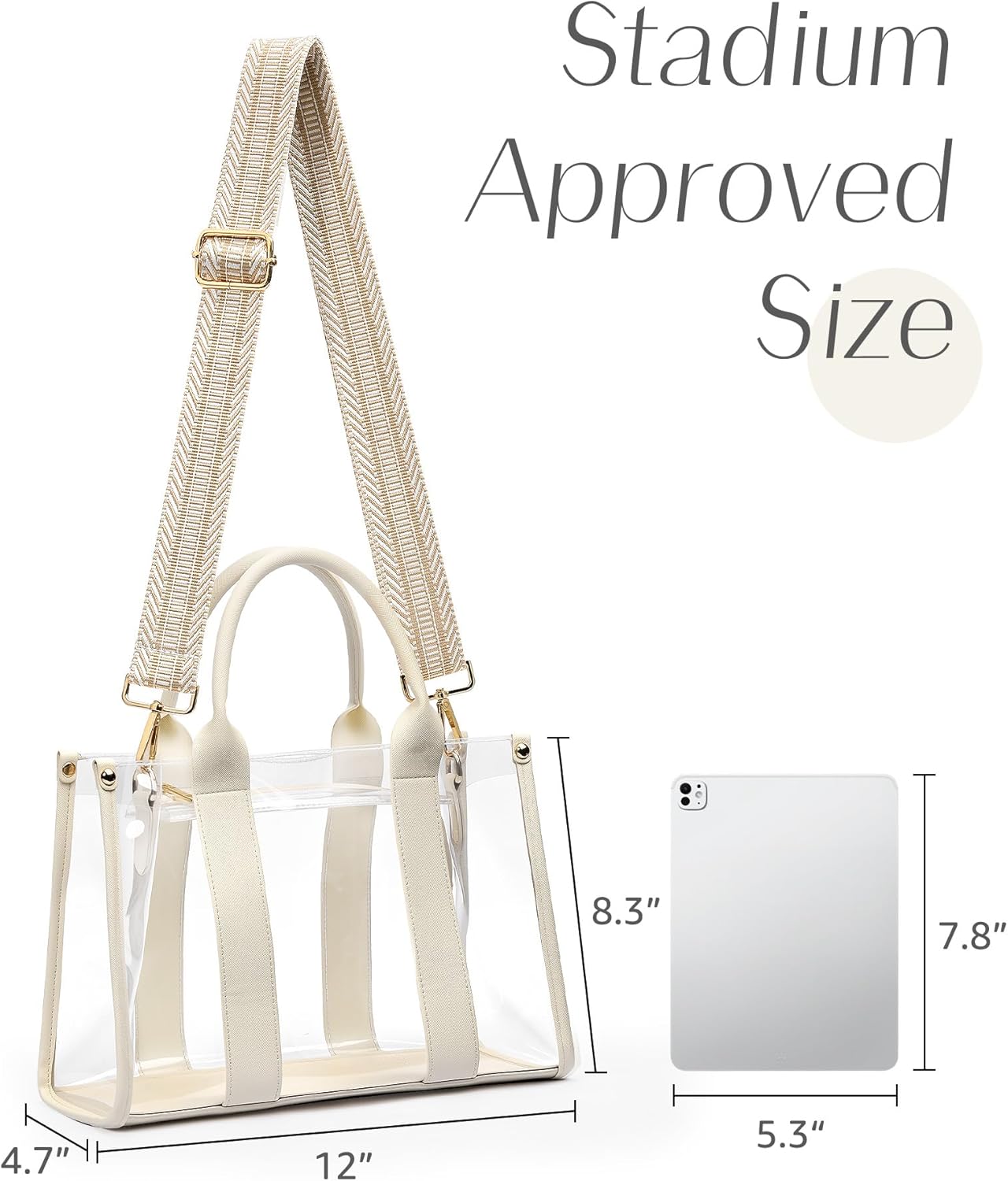 Clear Tote Bags for Women, Clear Bag for Stadium Events with Adjustable Straps, Handbag Purse for Sports Concert Work - Image 5