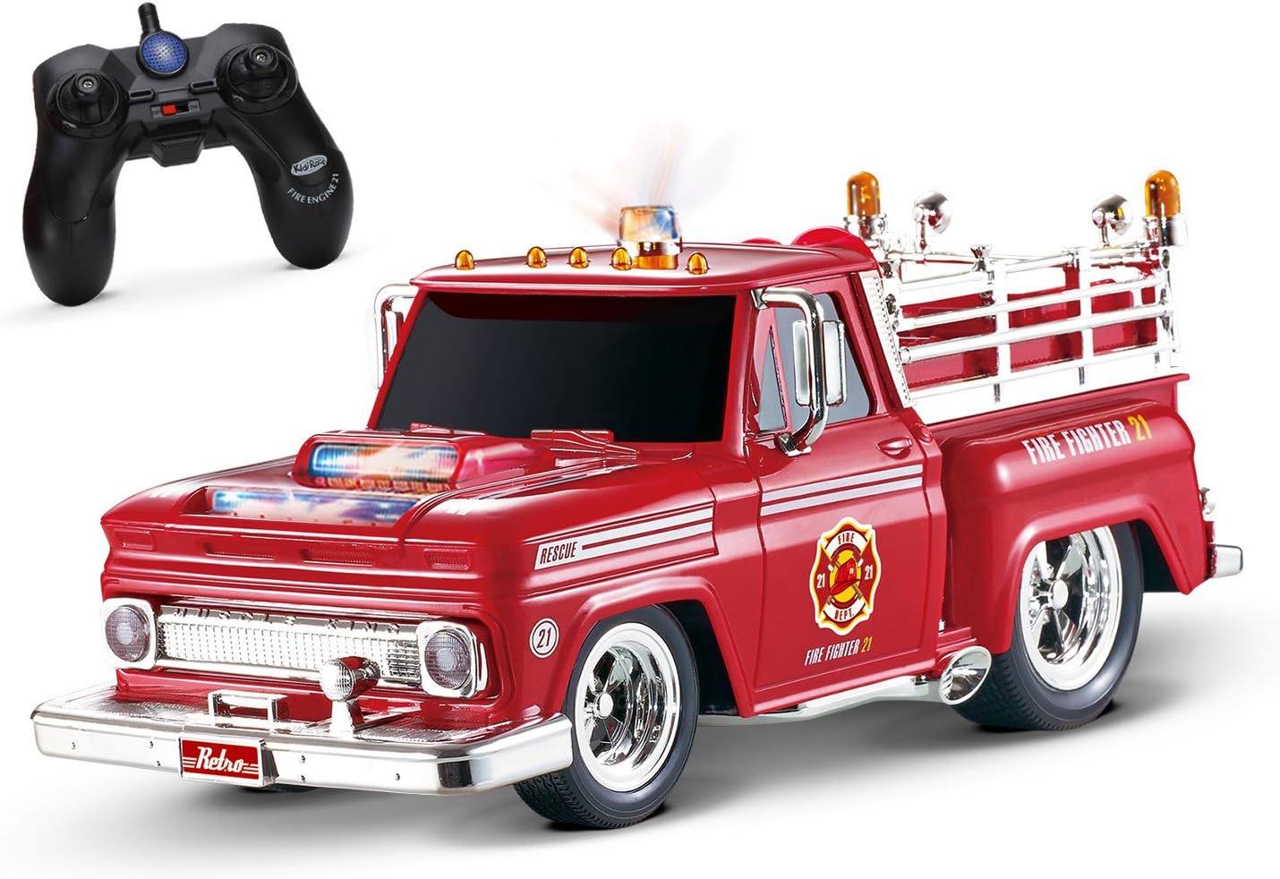 KidiRace RC Remote Control Fire Engine Truck, Rechargeable RC Car, Durable, Easy To Control