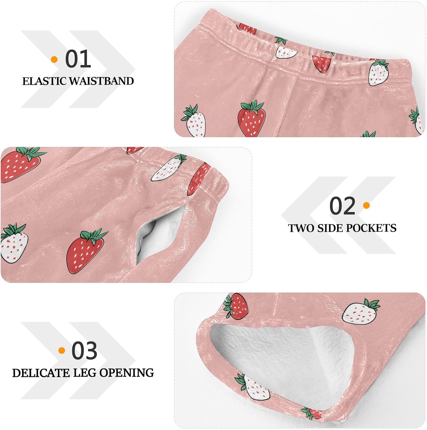 visesunny Cartoon Strawberry Lines Pattern Boys Pants for Kids Fleece Bottoms Long Jogger Pants Trousers Pockets Size 6-14Y