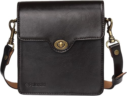 Polaroid Funda de cuero genuino inspirada en la vendimia para Polaroid Socialmatic - Correa de hombro extraíble incluida - Marrón